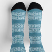 Blaue Streifen Weihnachts-Blume Muster Socken (Oben)