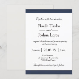 Blaue Streifen weiße graue Hochzeit Einladung