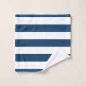 Blaue Streifen, weiße Streifen, gestreiftes Muster Badhandtuch Set (Waschlappen)