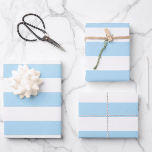 Blaue Streifen, weiße Streifen, gestreiftes Muster Geschenkpapier Set