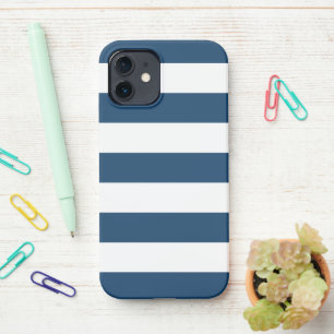 Blaue Streifen, weiße Streifen, gestreiftes Muster iPhone 12 Hülle