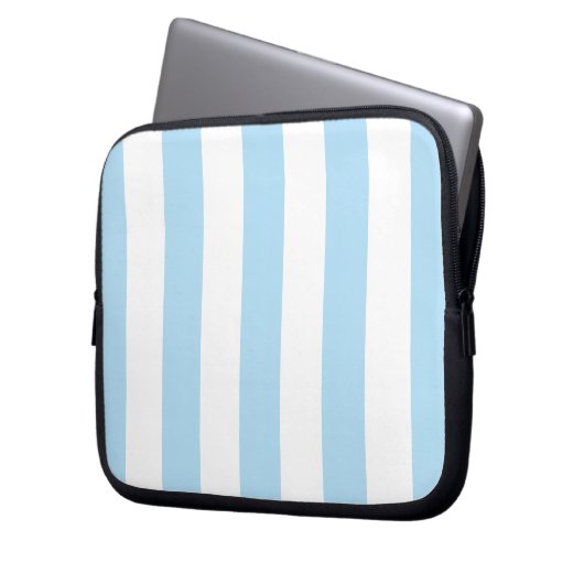 Blaue Streifen, weiße Streifen, gestreiftes Muster Laptopschutzhülle (Vorderseite Links)