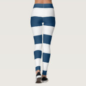 Blaue Streifen, weiße Streifen, gestreiftes Muster Leggings (Rückseite)