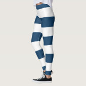 Blaue Streifen, weiße Streifen, gestreiftes Muster Leggings (Links)