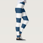 Blaue Streifen, weiße Streifen, gestreiftes Muster Leggings (Rechts)