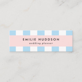 Blaue Streifen, weiße Streifen, gestreiftes Muster Mini Visitenkarte