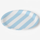 Blaue Streifen, weiße Streifen, gestreiftes Muster Pappteller (Schrägansicht)