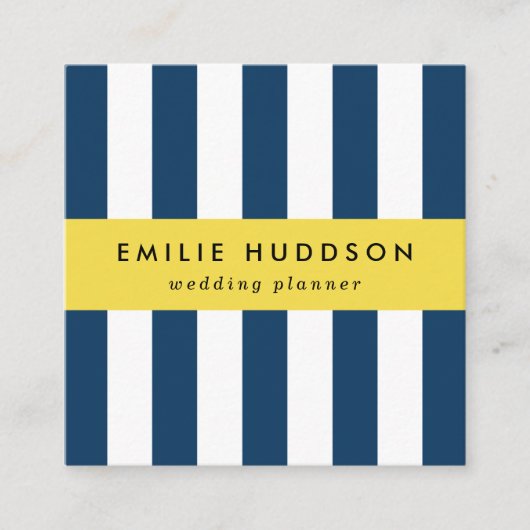 Blaue Streifen, weiße Streifen, gestreiftes Muster Quadratische Visitenkarte (Vorderseite)