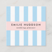 Blaue Streifen, weiße Streifen, gestreiftes Muster Quadratische Visitenkarte (Vorderseite)