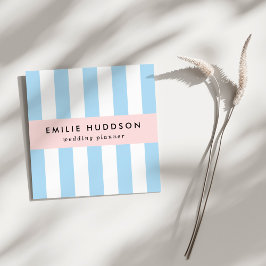 Blaue Streifen, weiße Streifen, gestreiftes Muster Quadratische Visitenkarte