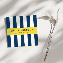 Blaue Streifen, weiße Streifen, gestreiftes Muster Quadratische Visitenkarte