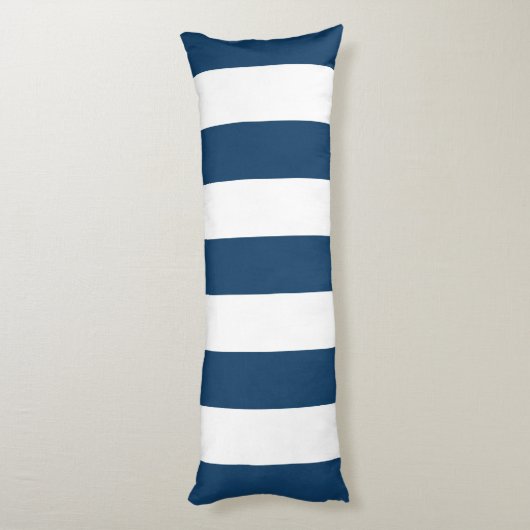 Blaue Streifen, weiße Streifen, gestreiftes Muster Seitenschläferkissen (Rückseite (Vertikal))