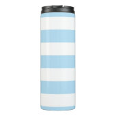 Blaue Streifen, weiße Streifen, gestreiftes Muster Thermosbecher (Rückseite)