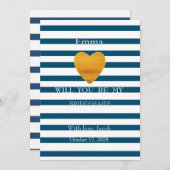 Blaue Streifen werden Sie meine Bridesmaid Einladu Einladung (Vorne/Hinten)