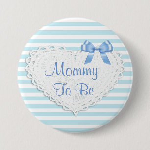 Blaue Streifen werdende Mutti Baby-Party Button
