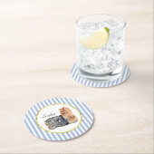 Blaue Streifen Yorkshires Terrier personifizieren Runder Pappuntersetzer (Vor Ort)