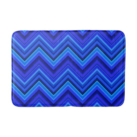 Blaue Streifen Zickzack-Muster Badematte (Vorderseite)