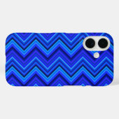 Blaue Streifen Zickzack-Muster Case-Mate iPhone Hülle (Rückseite (Horizontal))