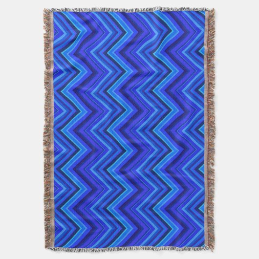 Blaue Streifen Zickzack-Muster Decke (Vorderseite Vertikal)