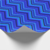 Blaue Streifen Zickzack-Muster Geschenkpapier (Ecke)