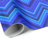 Blaue Streifen Zickzack-Muster Geschenkpapier (Rolleneckpunkt)