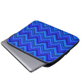 Blaue Streifen Zickzack-Muster Laptopschutzhülle (Vorne Knopf)