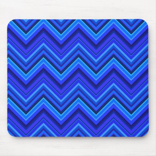 Blaue Streifen Zickzack-Muster Mousepad (Vorne)