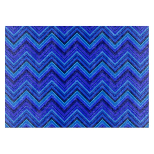 Blaue Streifen Zickzack-Muster Schneidebrett (Vorderseite)