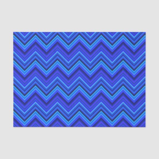 Blaue Streifen Zickzack-Muster Seidenpapier (Vorderseite)