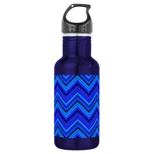 Blaue Streifen Zickzack-Muster Trinkflasche (Vorderseite)