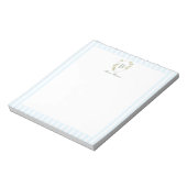 Blaue Streifen-Zitrone Monogramm Notizblock (Rotiert)