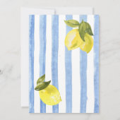 Blaue Streifen Zitronen Italienische Hochzeit Einladung (Rückseite)