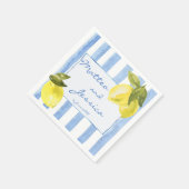 Blaue Streifen Zitronen Italienische Hochzeit Serviette (Ecke)