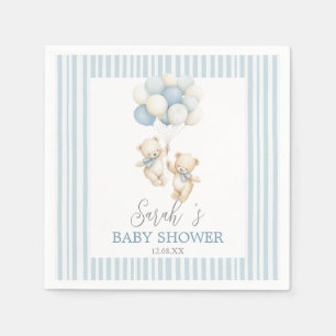 Blaue Streifen Zwillingsbären Baby-Party Serviette