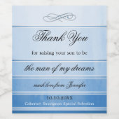 Blaue Streifenmutter im Gesetz Hochzeitwein Weinetikett (Einzelnes Label)