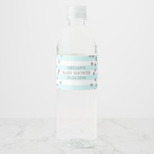 Blaue Streifensilberner Wasserflaschenetikett