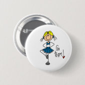 Blaue Strichmännchen-Cheerleader-T - Shirts und Button (Vorne & Hinten)
