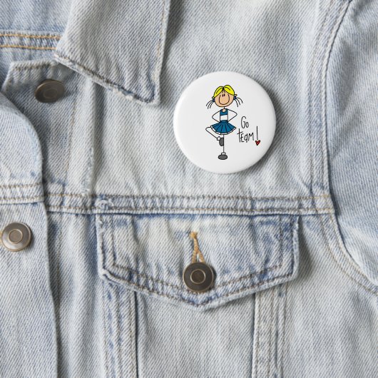 Blaue Strichmännchen-Cheerleader-T - Shirts und Button (Beispiel)