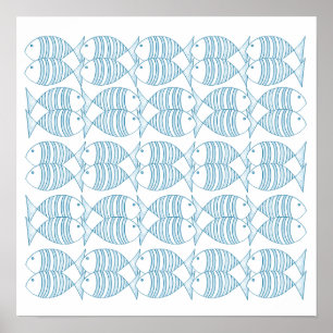 Blaue Strickfische Poster