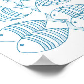 Blaue Strickfische Poster (Ecke)