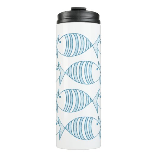Blaue Strickfische  Thermosbecher (Vorderseite)