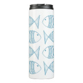 Blaue Strickfische  Thermosbecher (Rückseite)