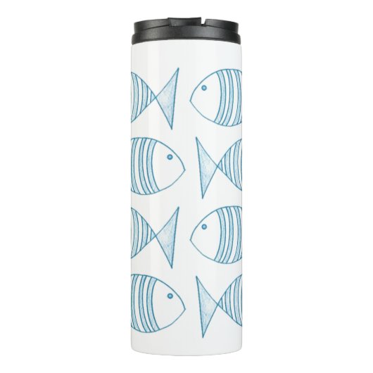 Blaue Strickfische  Thermosbecher (Rückseite)