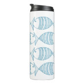 Blaue Strickfische Thermosbecher (Nach rechts gedreht)