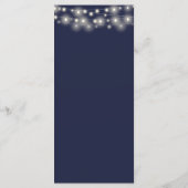 Blaue String-Lichter-Signatur-Hochzeitmenü Menükarte (Rückseite)