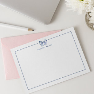 BLAUE STRIPED BOW COQUETTE PERSONALISIERT MITTEILUNGSKARTE