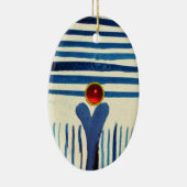 BLAUE STRIPEN & RED RUBY KERAMIKORNAMENT (Rechts)