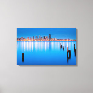 Blaue Stundenansicht von im Stadtzentrum gelegenem Leinwanddruck