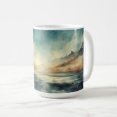 Blaue stürmische Meereslandschaft altes Foto Kaffeetasse (VorderseiteRechts)