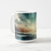 Blaue stürmische Meereslandschaft altes Foto Kaffeetasse (Vorderseite Links)